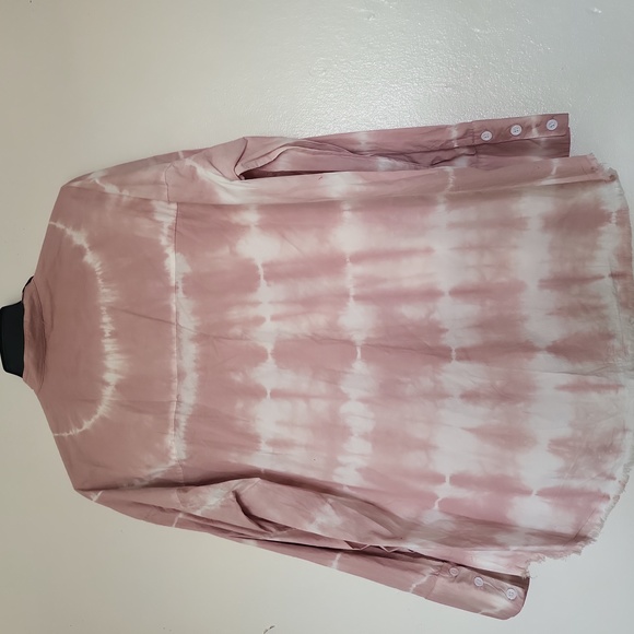 Zara Tie Dye Print Oversized Mandarin Collar Front Pocket Shirt Sz-M - Picture 2 of 4